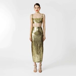 Gold Sequin Midi Skirt